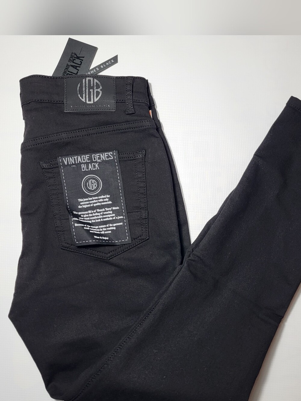 Vintage genes black Mens Black French Terry Sz 34x32 NWT Slim Stretch